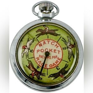 Vintage Natch Pocket Equestrian Horse Race Game Watch